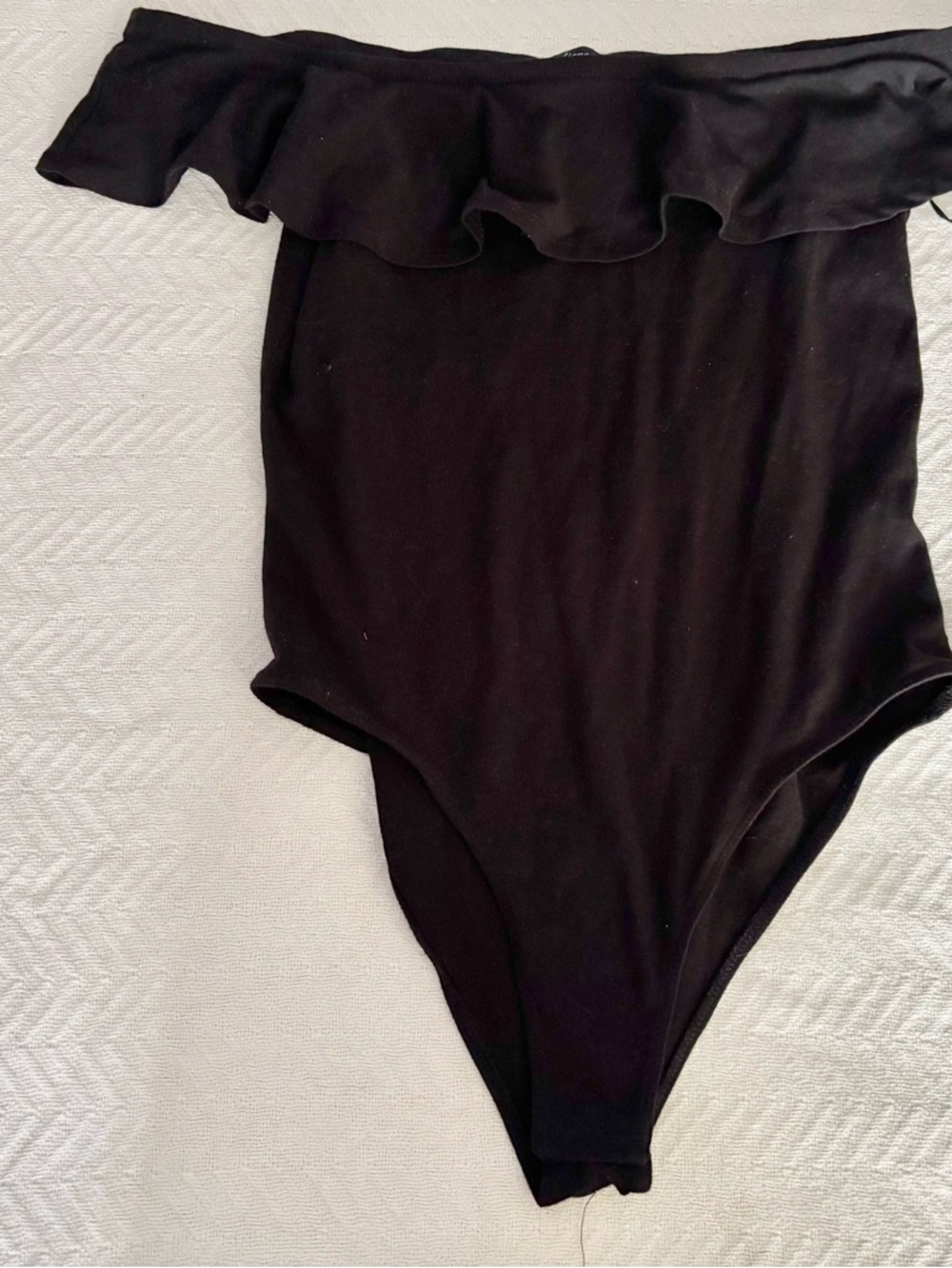 Black off the shoulder bodysuit with ruffles Size M bodysuit